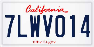 CA license plate 7LWV014