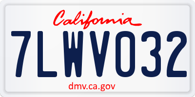 CA license plate 7LWV032