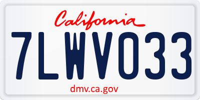 CA license plate 7LWV033