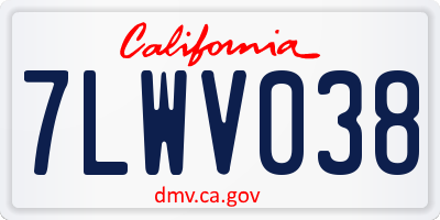 CA license plate 7LWV038