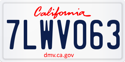 CA license plate 7LWV063