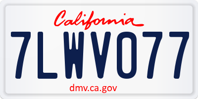 CA license plate 7LWV077