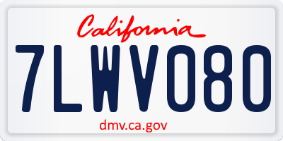 CA license plate 7LWV080