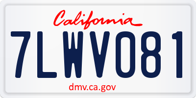 CA license plate 7LWV081