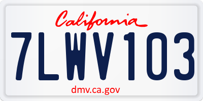 CA license plate 7LWV103