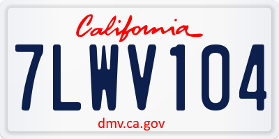 CA license plate 7LWV104