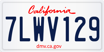 CA license plate 7LWV129