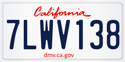 CA license plate 7LWV138