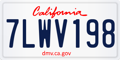 CA license plate 7LWV198