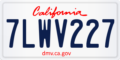 CA license plate 7LWV227