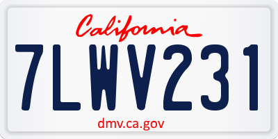 CA license plate 7LWV231
