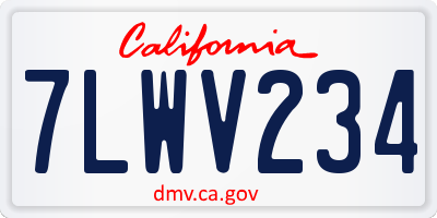 CA license plate 7LWV234
