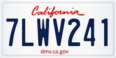 CA license plate 7LWV241