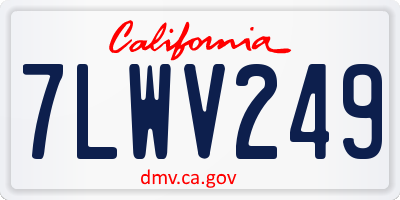 CA license plate 7LWV249