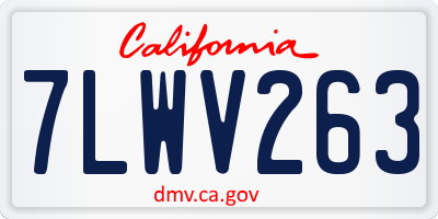 CA license plate 7LWV263