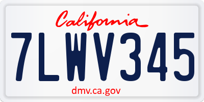 CA license plate 7LWV345