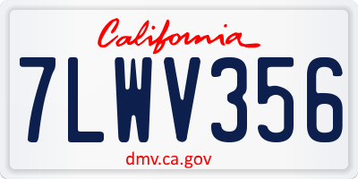 CA license plate 7LWV356