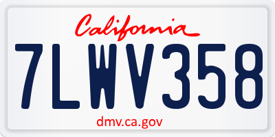 CA license plate 7LWV358