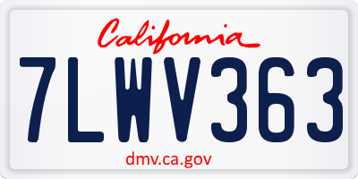 CA license plate 7LWV363