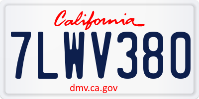 CA license plate 7LWV380