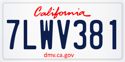 CA license plate 7LWV381