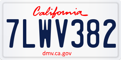 CA license plate 7LWV382