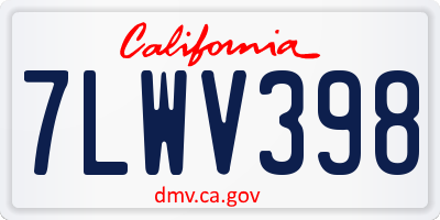 CA license plate 7LWV398