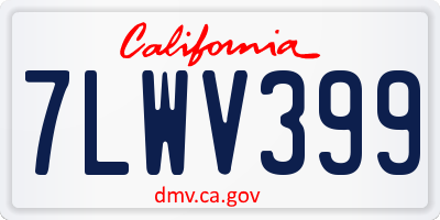CA license plate 7LWV399