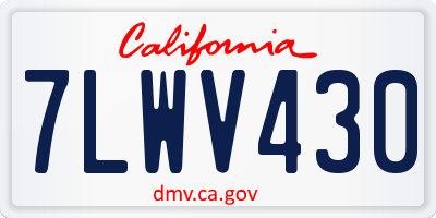 CA license plate 7LWV430