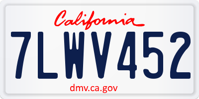 CA license plate 7LWV452