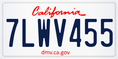 CA license plate 7LWV455
