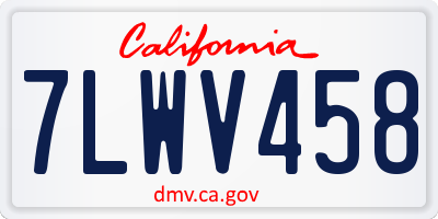 CA license plate 7LWV458