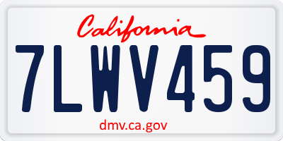 CA license plate 7LWV459