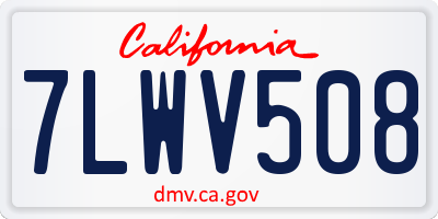 CA license plate 7LWV508