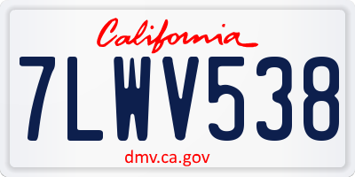 CA license plate 7LWV538