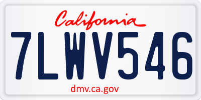 CA license plate 7LWV546