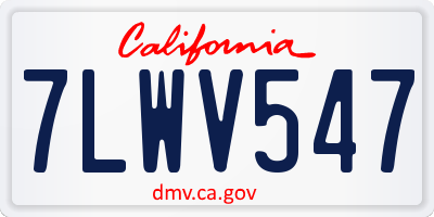 CA license plate 7LWV547