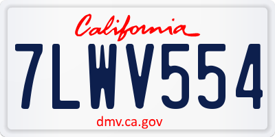 CA license plate 7LWV554
