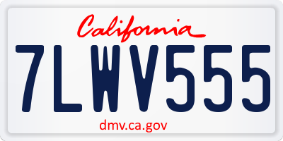CA license plate 7LWV555