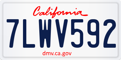 CA license plate 7LWV592