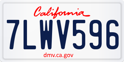 CA license plate 7LWV596