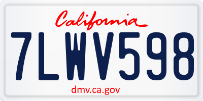 CA license plate 7LWV598