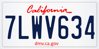 CA license plate 7LWV634