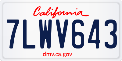 CA license plate 7LWV643