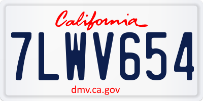 CA license plate 7LWV654