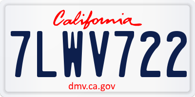 CA license plate 7LWV722