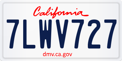 CA license plate 7LWV727
