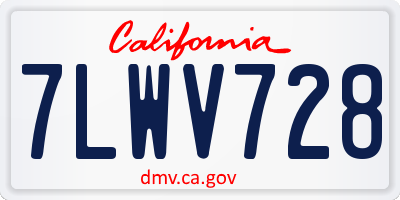CA license plate 7LWV728