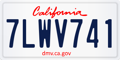 CA license plate 7LWV741