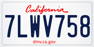 CA license plate 7LWV758
